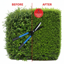 PillowTrek hedge shear in action, shaping a garden topiary plant.