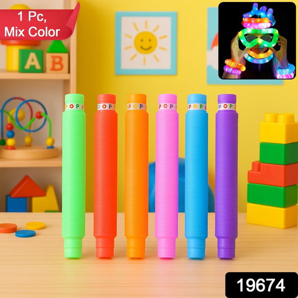 Close-up of LED Glow Pop Tube fidget toy light-up feature