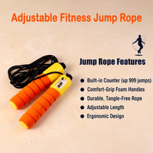 Set showing adjustable fitness jump rope for home and gym cardio training