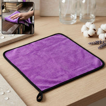 Purple microfiber cleaning cloth towel 40x40cm folded