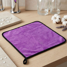 Soft purple microfiber cloth folded
