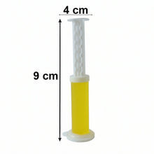 Hand holding toilet gel cleaner showing product size and design