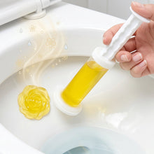 Flower-shaped toilet gel stamp applied inside toilet bowl to ensure freshness and cleanliness