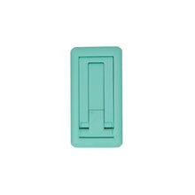 White foldable plastic mobile phone stand on white background