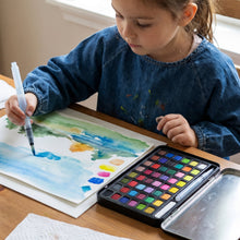 Solid watercolor palette used for art painting