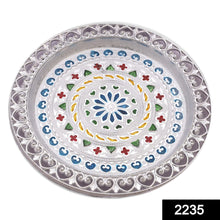 Silver plated pooja thali with a subtle design, enhancing your festive rituals.