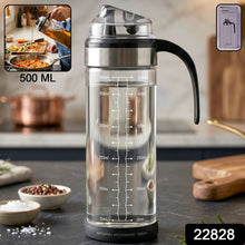 Packaging of glass oil dispenser bottle with measurement marks