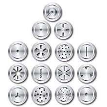 Close-up of the durable stainless steel kitchen press with various traditional snack jalis.