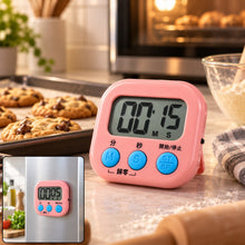 Digital kitchen timer with clear LCD display and white casing