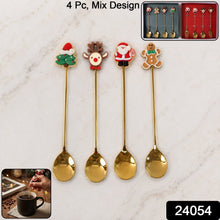 Four assorted-colored stainless steel spoons in gift box