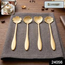 Pack of golden mini spoons for desserts and beverages