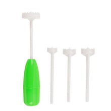 The complete set of the vegetable corer and its interchangeable drill heads.