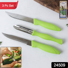 Stainless steel knives and peeler with ergonomic handles for home & professional kitchens