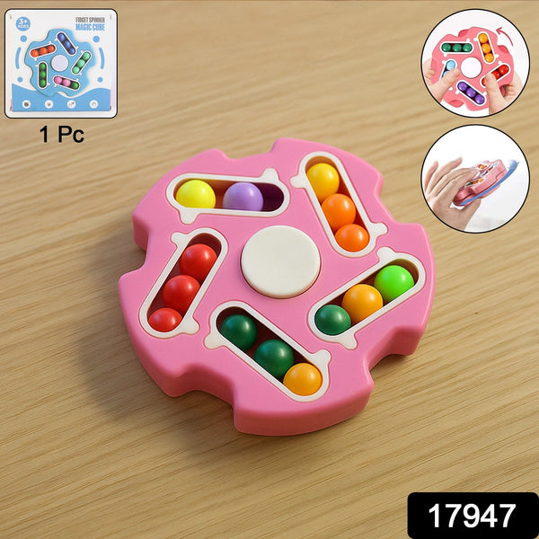 Multi-angle view of Fidget Magic Cube Spinner Toy with spinning center and bead tracks.