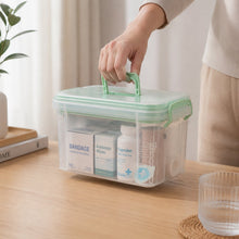 Portable first aid medicine box with ergonomic handle