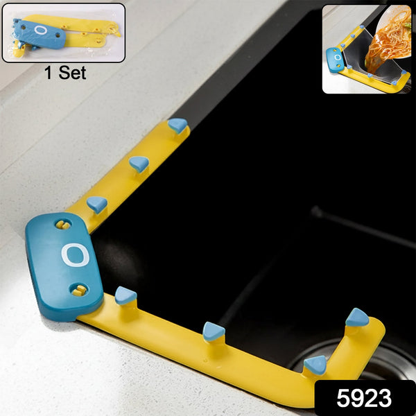 Yellow and blue corner sink strainer for kitchen sink waste collection