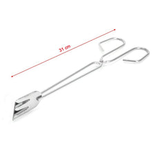 Side view of the sturdy 31cm BBQ tongs, highlighting their robust construction.
