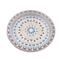 Beautifully crafted silver plated thali, ready for your sacred offerings.