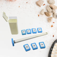 Complete disposable toilet brush kit, ready for easy assembly.