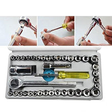 Overhead shot of the well-organized 40-piece socket toolkit in its case.
