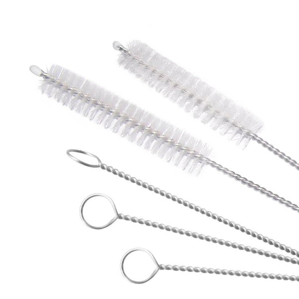 Stainless steel straw cleaning brush, 23cm long, for reusable straws.