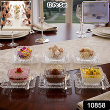 12-piece set of transparent glass serving plates and bowls