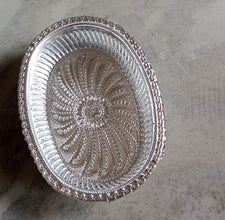 Multipurpose royal design oval silver gift tray for dry fruits.
