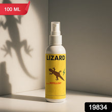 Lizard repellent spray bottle displayed on white background for home use