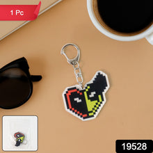 Funky pixel style acrylic keyring with metal lobster clasp for easy attachment