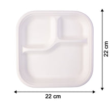 Vegnar Compostable Bagasse 3-Compartment Square Meal Plate