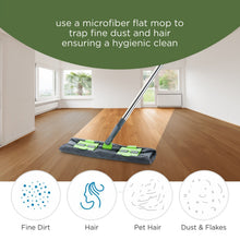 Ganesh multipurpose microfiber flat mop, showing its ease of use for both wet and dry applications.