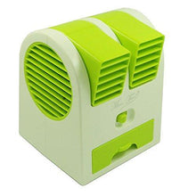 Front view of dual bladeless mini air conditioner