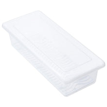 Plastic container with lid and drain plate, ideal for vegetable storage in the fridge.