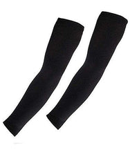 Close-up of the black arm sleeve fabric texture, showing breathability and elasticity.
