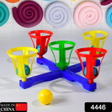 Close-up of the non-toxic plastic balls and vibrant baskets.