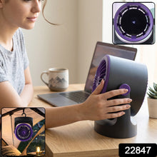 Portable table fan with hanging hook for desk and wall use