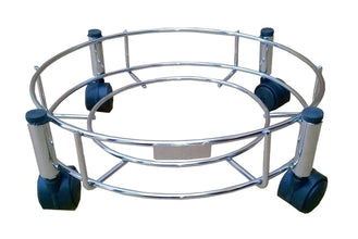 Heavy-duty stainless steel gas cylinder trolley with locking castor wheels