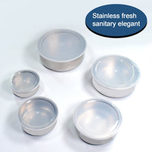 Airtight stainless steel container with a secure, leak-proof plastic lid.