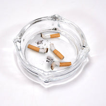 Crystal glass ashtray with a unique faceted design, ideal for cigars and cigarettes.