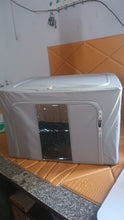 Foldable storage box with zipper and transparent window for seasonal clothing