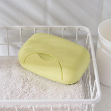 Top-down view of the waterproof Travel Soap Box, emphasizing its secure seal.