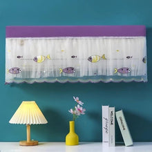 Washable AC dust cover protecting an indoor split unit from dust and debris.