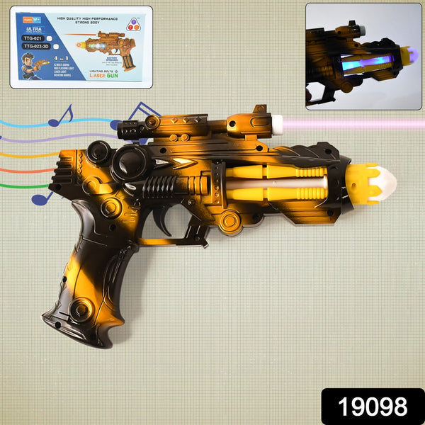 Battery operated LED laser gun toy with multi-color flashing lights