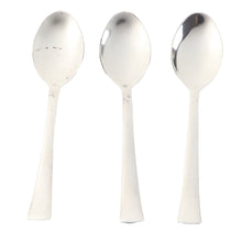 Stacked set of three lightweight, rust-resistant dining spoons