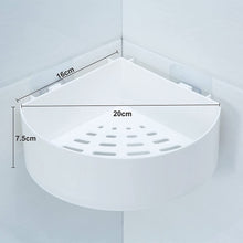 Durable plastic corner caddy for drill-free home organization.