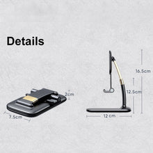 Slim and lightweight folded phone holder, ideal for carrying in a bag.
