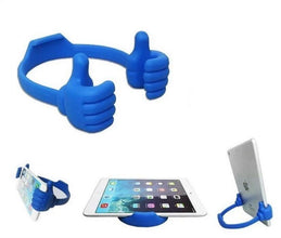 Green hand-shaped phone stand holding a phone horizontally for video viewing.