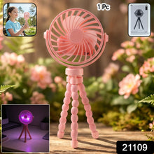 Compact rechargeable mini fan with integrated LED light for personal cooling