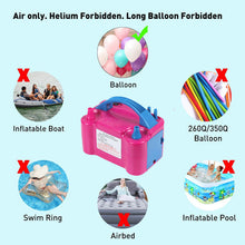 The electric balloon pump inflating two balloons simultaneously with its dual nozzles.