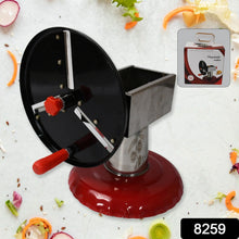 Side view of the stainless steel chips maker, showcasing its sturdy iron wheel.